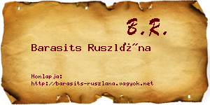 Barasits Ruszlána névjegykártya